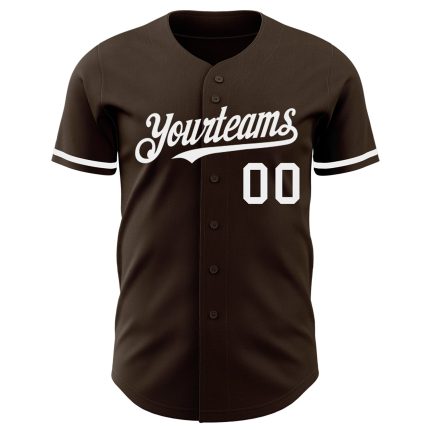 Custom Authentic Baseball Jersey with Personalized Name and Number - Brown White Team Design Personalized Brown White Authentic