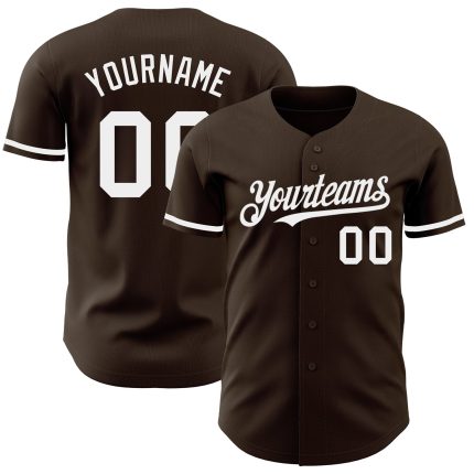 Personalized Baseball Jersey in Brown and White - Custom Sports Apparel Personalized Brown White Baseball Jersey