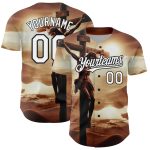 Personalized Jesus Christ 3D Religion Cross Baseball Jersey - Brown White Black Good Friday Personalized Brown White-Black