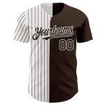 Customizable Pinstripe Baseball Jersey - Authentic Brown White Split Design with Custom Name and Number Personalized Brown