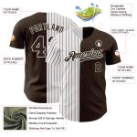 Personalized Brown White Pinstripe Baseball Jersey for Men and Women Personalized Brown White-Brown Pinstripe Split Fashion