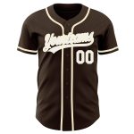 Custom Name and Number Authentic Baseball Jersey - Personalized Brown White-Cream Team Jersey Personalized Brown White-Cream