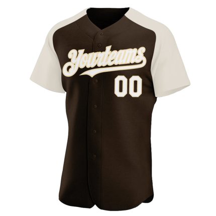 Custom Name Number Baseball Jersey - Personalized Brown White-Cream Authentic Raglan Sleeves Team Jersey Personalized Brown