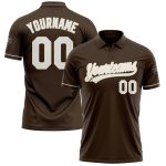 Personalized Performance Vapor Golf Polo Shirt - Brown White-Cream Personalized Brown White-Cream Performance Vapor Golf