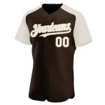 Personalized Baseball Jersey - Brown and Cream Raglan Sleeves Design Personalized Brown White-Cream Raglan Sleeves Baseball