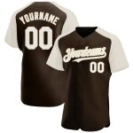 Personalized Baseball Jersey - Brown and Cream Raglan Sleeves Design Personalized Brown White-Cream Raglan Sleeves Baseball