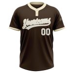 Personalized Unisex Softball Jersey - Brown White-Cream Two-Button Design Personalized Brown White-Cream Two-Button Unisex