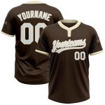 Personalized Unisex Softball Jersey - Brown White-Cream Two-Button Design Personalized Brown White-Cream Two-Button Unisex