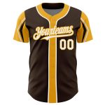 Custom Authentic Baseball Jersey for Team - Personalized Brown White Gold Colors with Name and Number Personalized Brown
