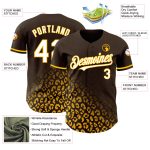 Personalized 3D Leopard Print Baseball Jersey in Brown, White, and Gold Fade Fashion Design Personalized Brown White-Gold