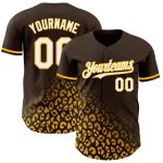 Personalized 3D Leopard Print Baseball Jersey in Brown, White, and Gold Fade Fashion Design Personalized Brown White-Gold