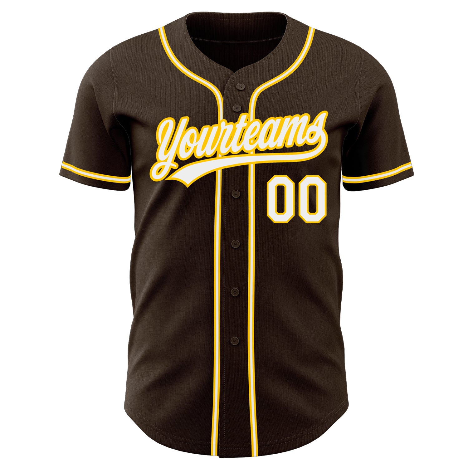 Personalized Brown White Gold Baseball Jersey | Custom Sports Apparel Personalized Brown White-Gold Baseball Jersey 2 - Image 2