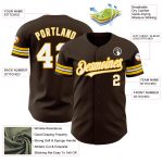 Customizable Brown and White Gold Baseball Jersey for Men, Women, or Kids Personalized Brown White-Gold Baseball Jersey 3