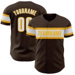 Personalized Baseball Jersey for Kids in Brown and White-Gold, Size 4 Personalized Brown White-Gold Baseball Jersey 4
