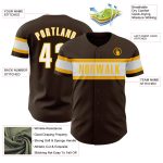 Personalized Baseball Jersey for Kids in Brown and White-Gold, Size 4 Personalized Brown White-Gold Baseball Jersey 4