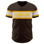 Personalized Baseball Jersey for Kids in Brown and White-Gold, Size 4 Personalized Brown White-Gold Baseball Jersey 4