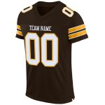 Custom Personalized Authentic Football Jersey with Name and Number - Brown White Gold Mesh Design Personalized Brown White-Gold