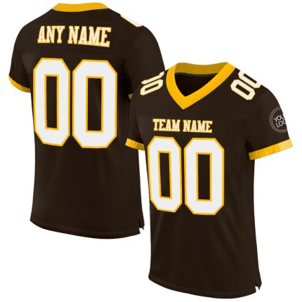 Personalized Brown and White Gold Football Jersey Mesh 2 Customize Your Own Sportswear Personalized Brown White-Gold Mesh