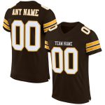 Personalized Brown White Gold Football Jersey Mesh Athletic Wear Personalized Brown White-Gold Mesh Football Jersey