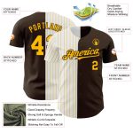Custom Name Number Authentic Baseball Jersey Brown White Gold Pinstripe Fashion Team Personalized Brown White-Gold Pinstripe