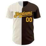 Custom Name Number Authentic Baseball Jersey Brown White Gold Pinstripe Fashion Team Personalized Brown White-Gold Pinstripe