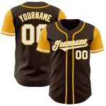 Personalized Two Tone Baseball Jersey in Brown and White Gold - Custom Design Personalized Brown White-Gold Two Tone Baseball