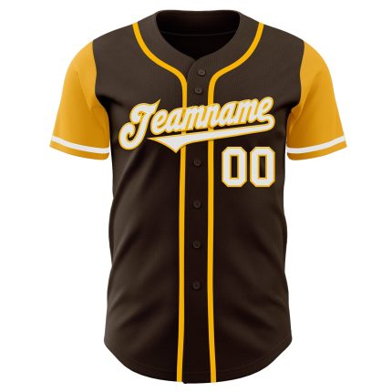 Personalized Two Tone Baseball Jersey in Brown and White Gold - Custom Design Personalized Brown White-Gold Two Tone Baseball