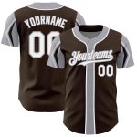 Customizable Team Jersey with Personalized Name and Number - Brown White Gray Authentic Baseball Jersey in 3 Colors Personalized