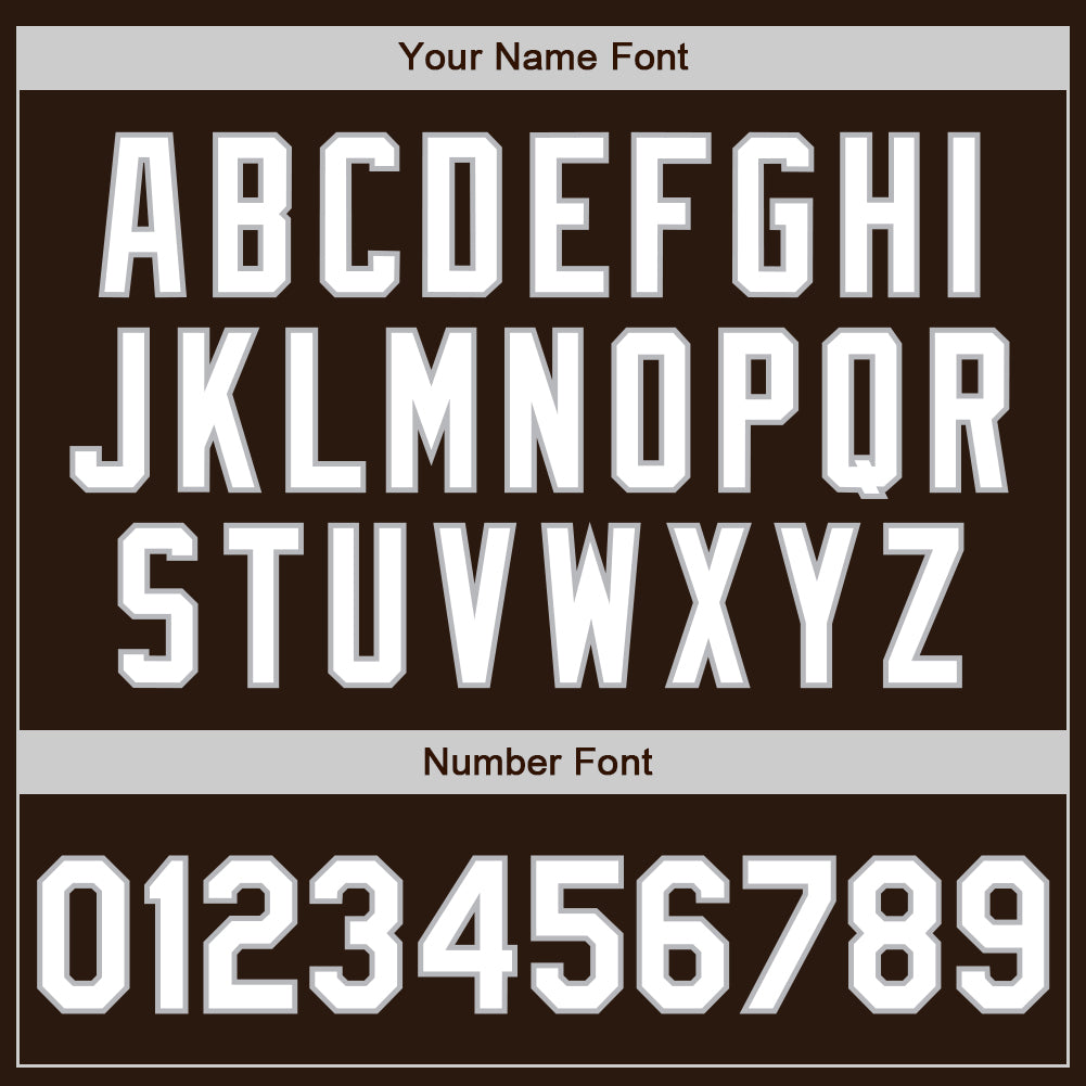 Personalized Baseball Jersey in Brown, White, Gray - 3 Colors & Arm Shapes Personalized Brown White-Gray 3 Colors Arm Shapes - Image 6