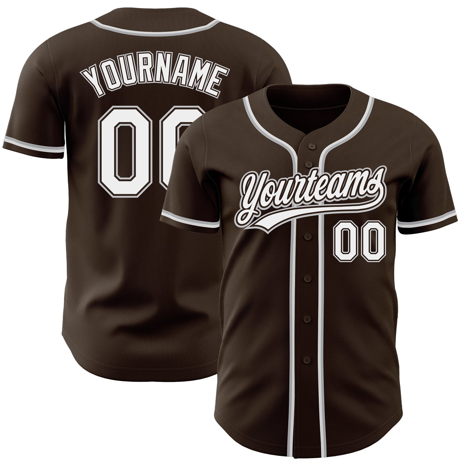 Personalized Authentic Baseball Jersey - Brown White Gray Color Combination Personalized Brown White-Gray Authentic Baseball
