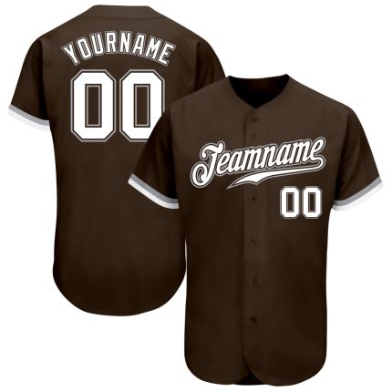 Custom Name and Number Authentic Baseball Jersey - Personalized Brown White-Gray Team Jersey Personalized Brown White-Gray
