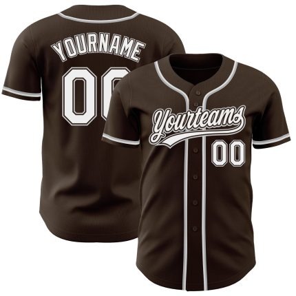 Personalized Gray White Brown Baseball Jersey for Men and Women - Customizable Team Apparel Personalized Brown White-Gray