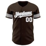 Custom Brown Gray White Baseball Jersey for Kids or Adults - Personalized Design Personalized Brown White-Gray Baseball Jersey