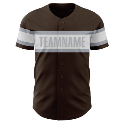 Personalized Baseball Jersey for Kids - Brown and Gray Design, Size 4 Personalized Brown White-Gray Baseball Jersey 4