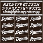 Personalized Varsity Letterman Jacket in Brown White-Gray Full-Snap Design Personalized Brown White-Gray Bomber Full-Snap