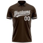 Personalized Performance Vapor Golf Polo Shirt - Brown White-Gray Personalized Brown White-Gray Performance Vapor Golf Polo