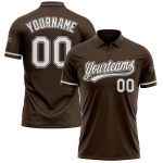 Personalized Performance Vapor Golf Polo Shirt - Brown White-Gray Personalized Brown White-Gray Performance Vapor Golf Polo