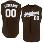 Personalized Baseball Jersey for Men, Brown and White-Gray Sleeveless Design Personalized Brown White-Gray Sleeveless Baseball