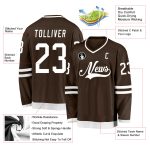 Personalized Brown White Hockey Jersey - Customizable Sports Apparel for Fans Personalized Brown White Hockey Jersey
