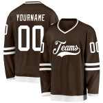 Personalized Brown White Hockey Jersey - Customizable Sports Apparel for Fans Personalized Brown White Hockey Jersey