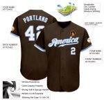 Custom Personalized Brown and Light Blue Baseball Jersey for Men and Women Personalized Brown White-Light Blue Baseball Jersey