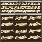 Custom Personalized Sleeveless Baseball Jersey with Brown White and Old Gold Colors - Team Name and Number Personalized Brown