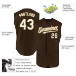 Custom Personalized Sleeveless Baseball Jersey with Brown White and Old Gold Colors - Team Name and Number Personalized Brown