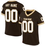Personalized Throwback Football Jersey - Brown White Old Gold Mesh Design Personalized Brown White-Old Gold Mesh Throwback