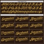 Personalized Pinstripe Baseball Jersey - Brown White Old Gold Split Design Personalized Brown White-Old Gold Pinstripe Split