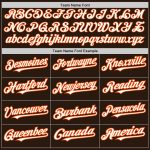 Personalized Baseball Jersey in Brown White-Orange, 3 Colors, Arm Shapes Personalized Brown White-Orange 3 Colors Arm Shapes