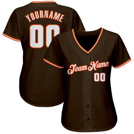 Custom Name and Number Authentic Baseball Jersey - Personalized Brown and White-Orange Team Jersey Personalized Brown White-Orange