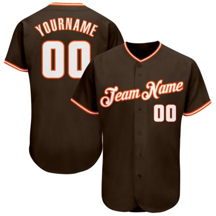 Custom Name and Number Authentic Baseball Jersey - Personalized Brown and White-Orange Team Jersey Personalized Brown White-Orange