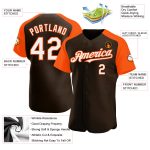Custom Baseball Jersey with Personalized Name and Number - Brown White-Orange Authentic Raglan Sleeves Personalized Brown