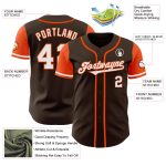 Custom Two Tone Brown White-Orange Baseball Jersey with Personalized Name and Number Personalized Brown White-Orange Authentic
